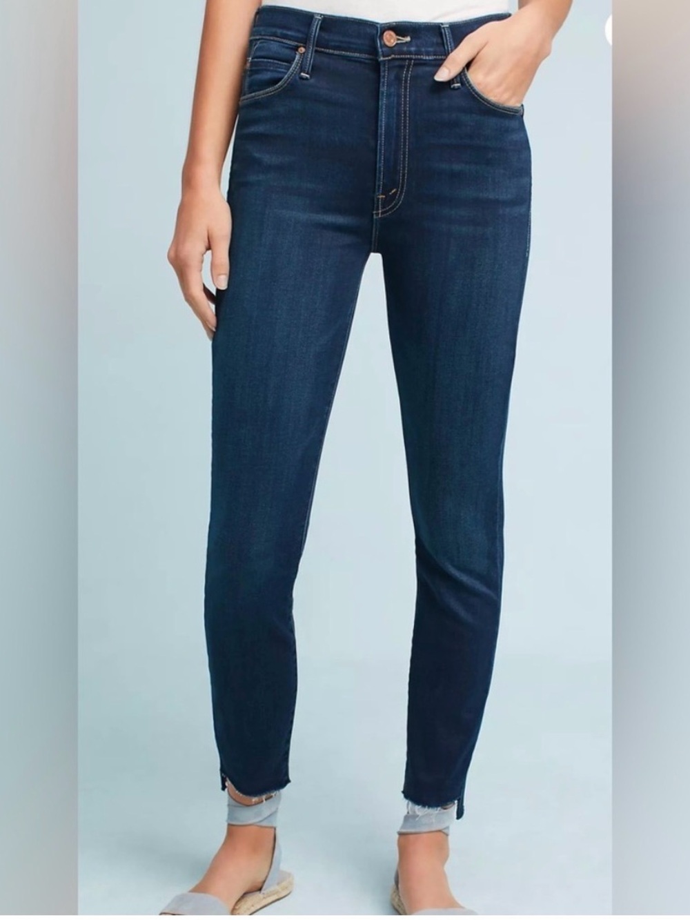 MOTHER Dark Indigo High-Rise Skinny Jeans